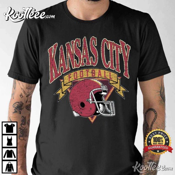 Kansas City Football Helmet Retro Distressed Game Day T-Shirt
