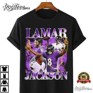 Baltimore Ravens Lamar Jackson Retro NFL Jersey T-Shirt Ash / 4XL