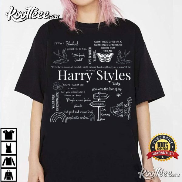 Harry Styles Mixed Lyric Fan Merch T-Shirt