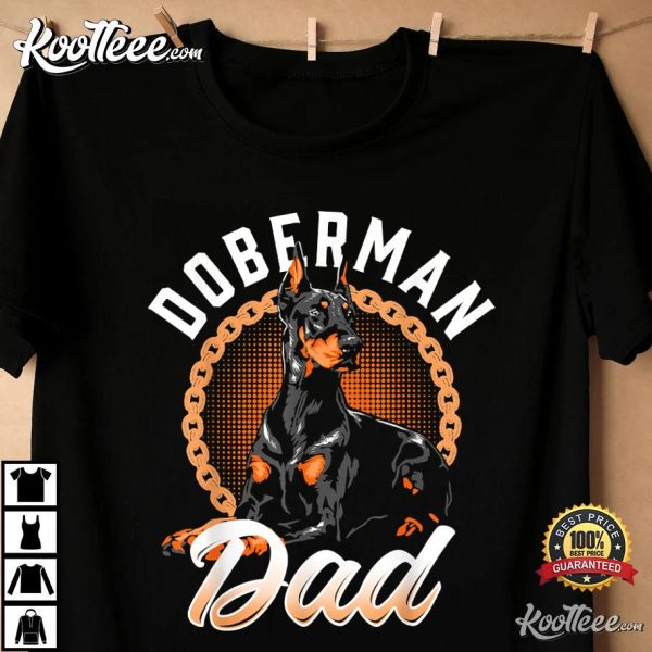 Doberman Pinscher Silhouette Fur Dog Papa Dog Lover T-Shirt