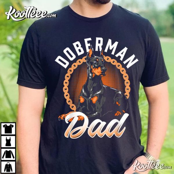 Doberman Pinscher Silhouette Fur Dog Papa Dog Lover T-Shirt