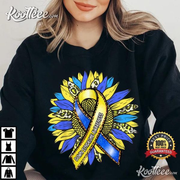 Down Syndrome Awareness Leopard Sunflower T-Shirt