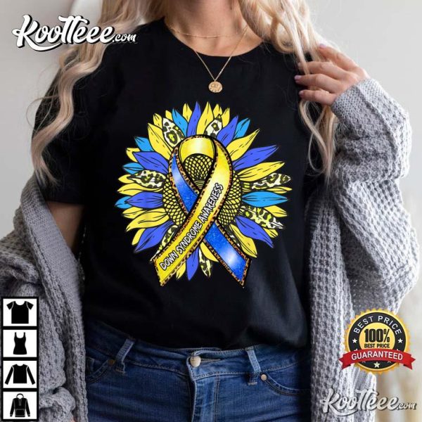 Down Syndrome Awareness Leopard Sunflower T-Shirt