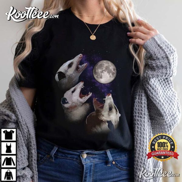 Possums Wolves Howling At Moon Funny Cute T-Shirt