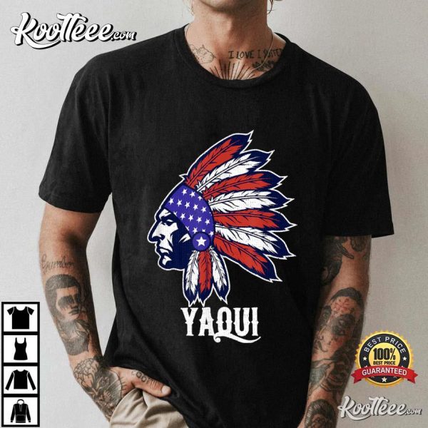 Yaqui Native American Flag Pride Headdress T-Shirt