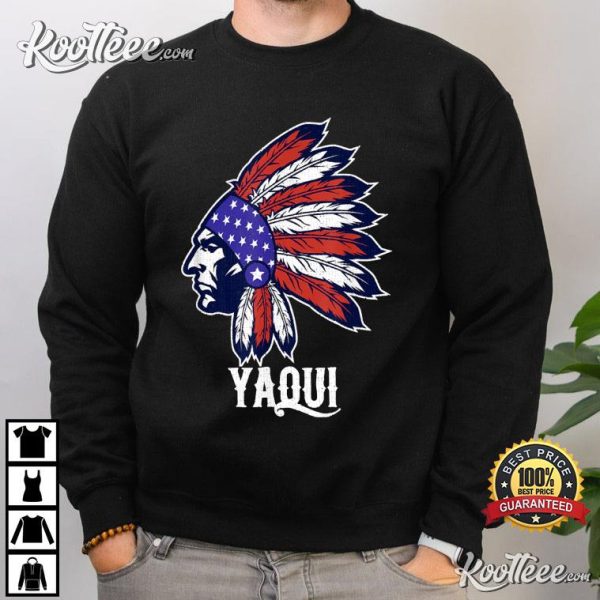 Yaqui Native American Flag Pride Headdress T-Shirt