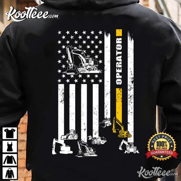 Heavy Equipment Operator Xmas USA Flag T-Shirt