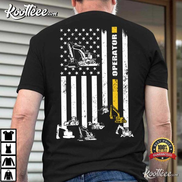 Heavy Equipment Operator Xmas USA Flag T-Shirt