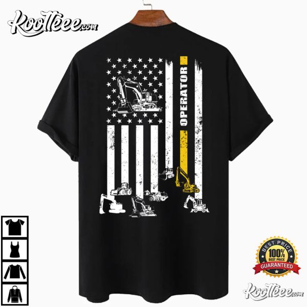 Heavy Equipment Operator Xmas USA Flag T-Shirt