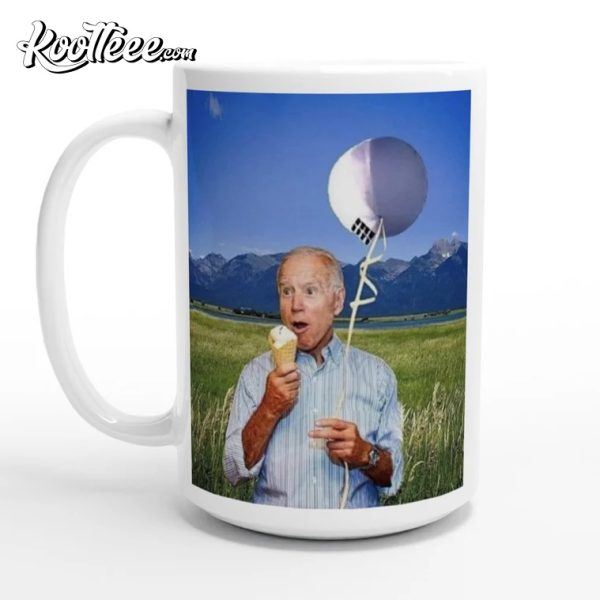 President Joe Biden Holding A Giant Chinese Weather Balloon Mug