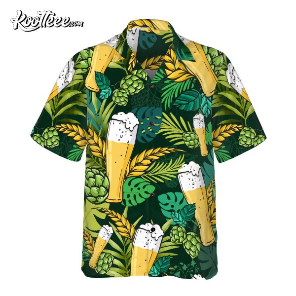 Beer Lovers Aloha Green Tropical Hawaiian Shirt