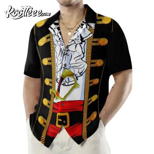 Pirate Shirt Mens - Black Costume For Buccaneer Fancy Dress