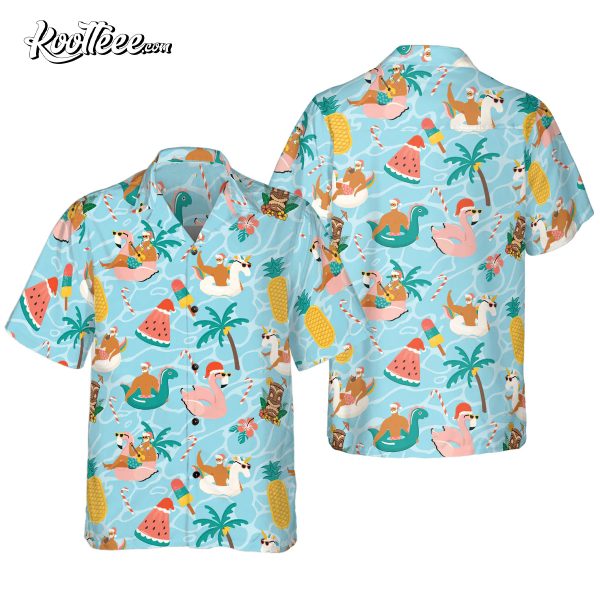 Christmas Santa Beach Summer Hawaiian Shirt