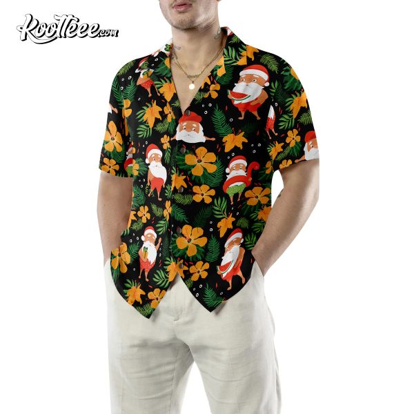 Christmas Santa Swimming Tropical Pattern Hawaiian Shirt
