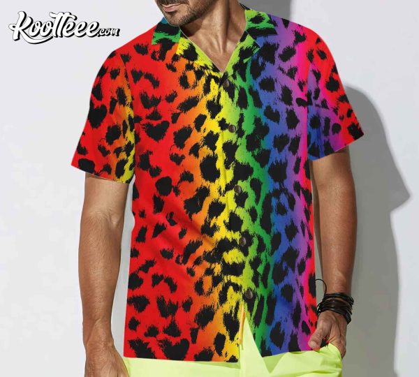 Leopard Skin With Rainbow Color LGBT Hawaiian Shirt