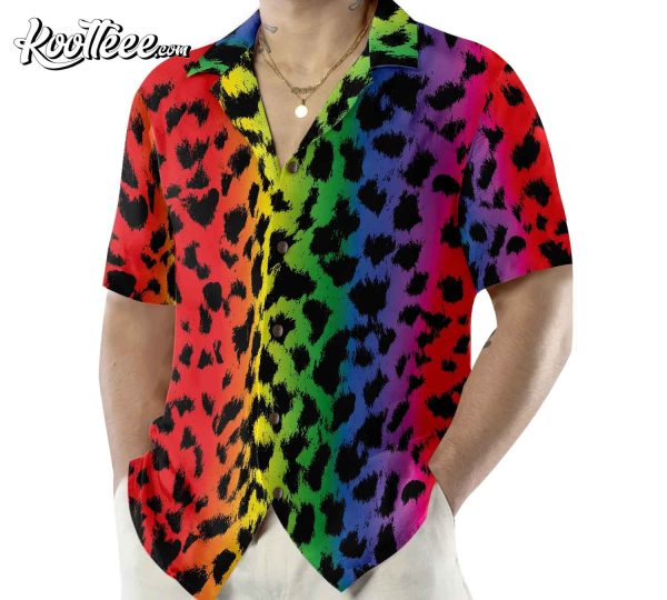 Leopard Skin With Rainbow Color LGBT Hawaiian Shirt