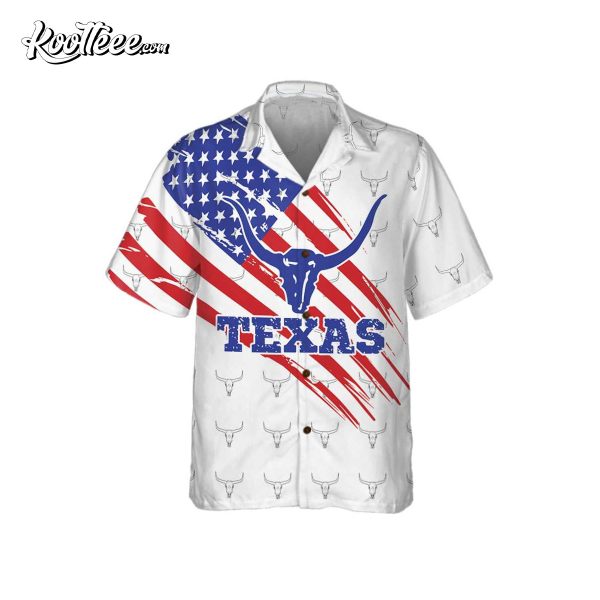 Texas Flag Longhorn Pattern Hawaiian Shirt