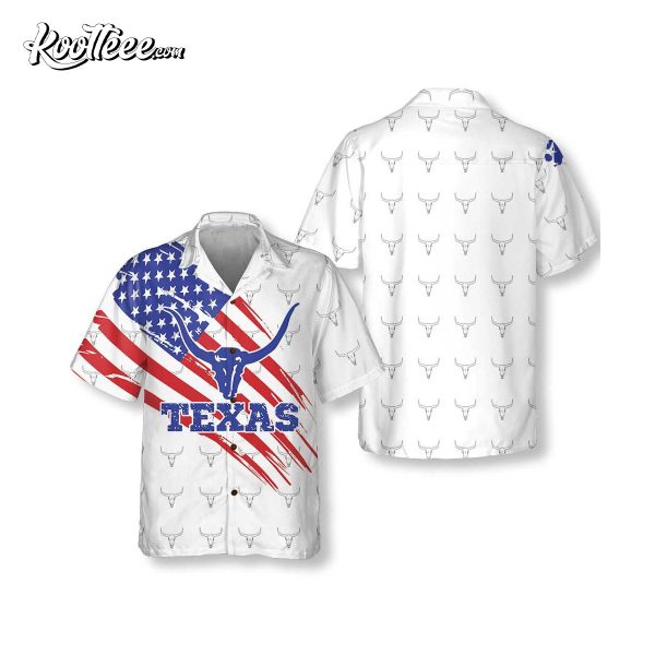 Texas Flag Longhorn Pattern Hawaiian Shirt