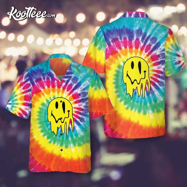 Trippy Hippie Rainbow Tie Dye Hippie Hawaiian Shirt