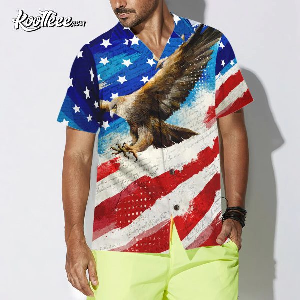 Vintage American Flag Eagle Hawaiian Shirt