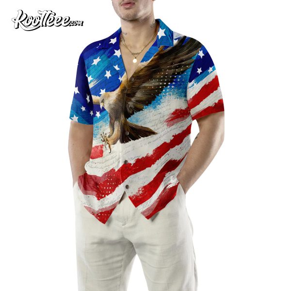 Vintage American Flag Eagle Hawaiian Shirt