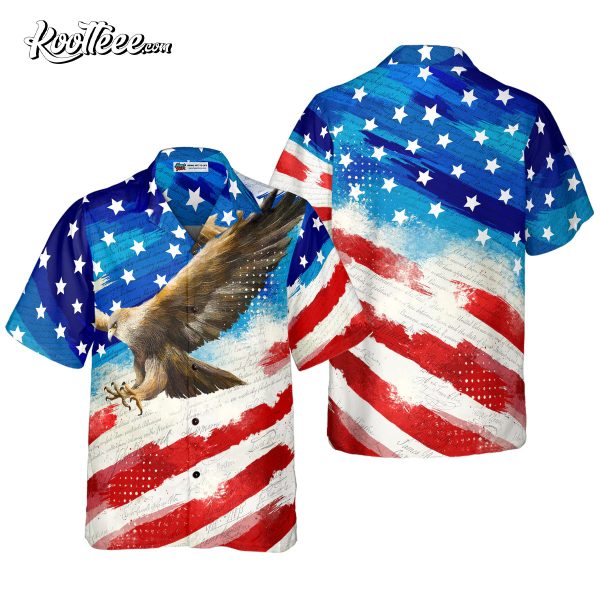 Vintage American Flag Eagle Hawaiian Shirt