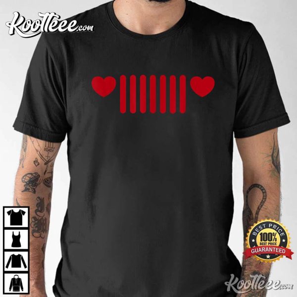 Jeep 7-Slot Heart Grille Gift For Valentine’s Day T-Shirt