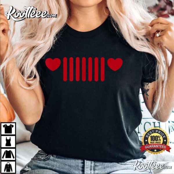 Jeep 7-Slot Heart Grille Gift For Valentine’s Day T-Shirt