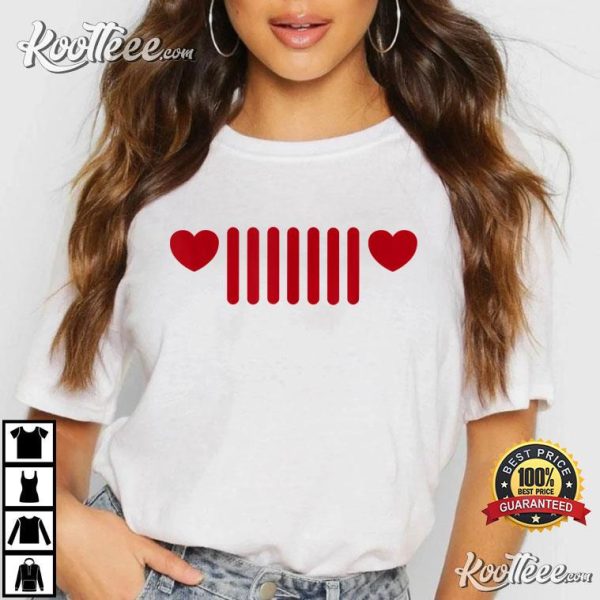 Jeep 7-Slot Heart Grille Gift For Valentine’s Day T-Shirt