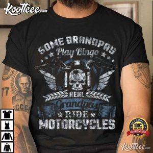 Real Grandpas Ride Motorcycles Skull T Shirt 2