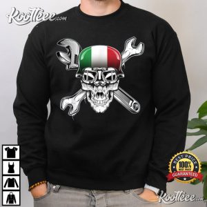 Italian Motorcycle Skull Italy Flag T Shirt 2