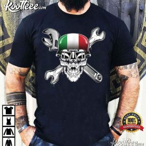 Italian Motorcycle Skull Italy Flag T Shirt 3