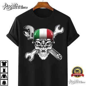 Italian Motorcycle Skull Italy Flag T Shirt 4
