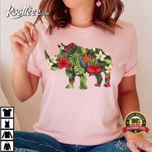 Rhino Summer Tropical Floral Flower Hawaii Men Girl T Shirt 2