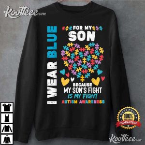 Proud Autistic Dad I Wear Blue For My Son Autism Awareness T Shirt 1