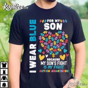 Proud Autistic Dad I Wear Blue For My Son Autism Awareness T Shirt 3