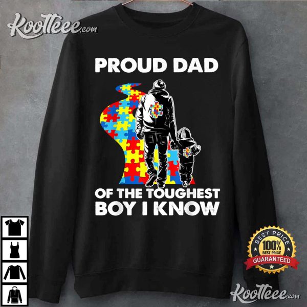 Proud Autism Dad Father And Son Autism Awareness T-Shirt