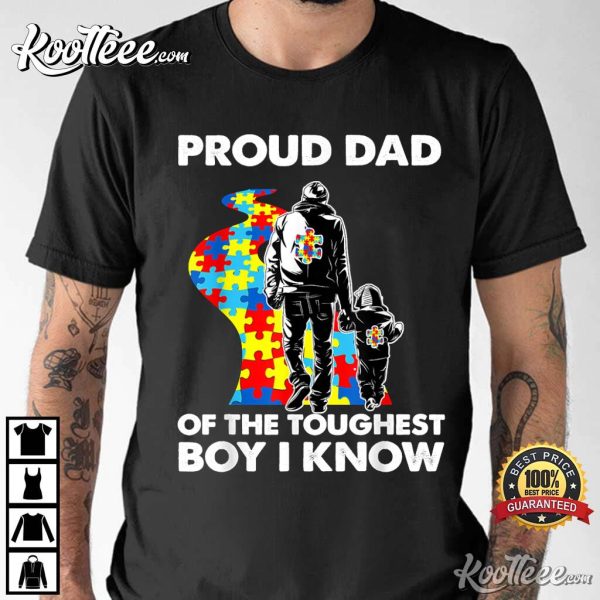 Proud Autism Dad Father And Son Autism Awareness T-Shirt