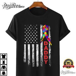 American Flag Puzzle Autism Dad Autism Awareness T Shirt 3