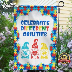 Autism Awareness Celebrate Different Abilities Gnomes Flag 3