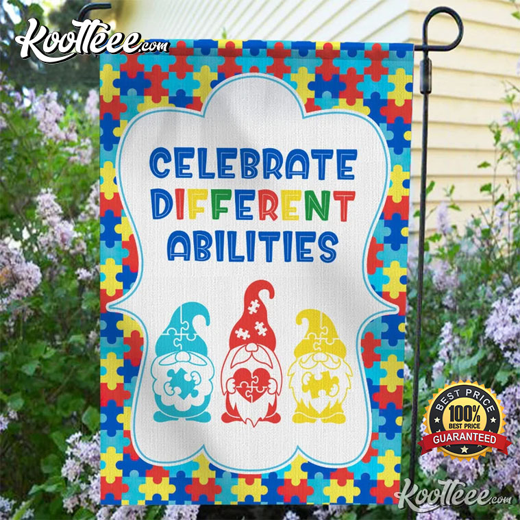 Autism Awareness Celebrate Different Abilities Gnomes Flag
