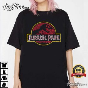 Jurassic Park Classic Fossil Build Up Logo T Shirt 3