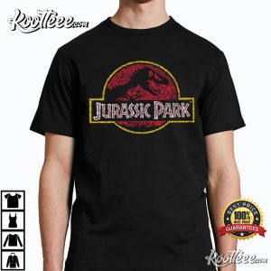 Jurassic Park Classic Fossil Build Up Logo T Shirt 4