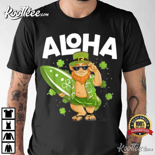 Aloha Hawaii Surfing Leprechaun St Patrick’s Day T-Shirt