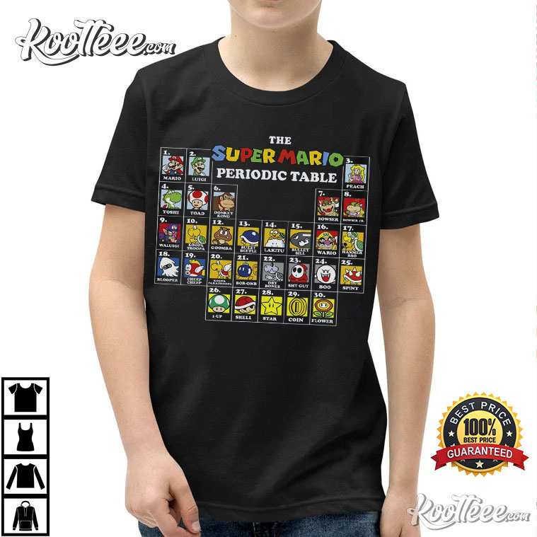 Nintendo Super Mario Periodic Table Of Characters T-Shirt