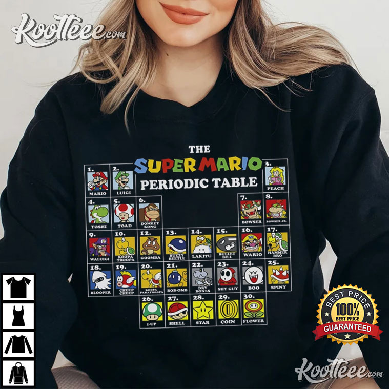 Nintendo Super Mario Periodic Table Of Characters T-Shirt