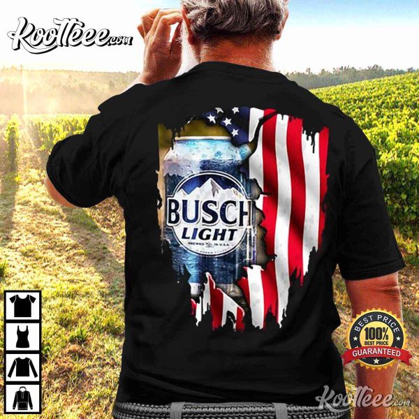 Busch Light Beer American Flag T-Shirt