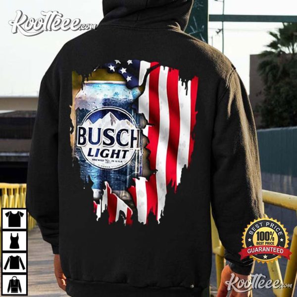 Busch Light Beer American Flag T-Shirt