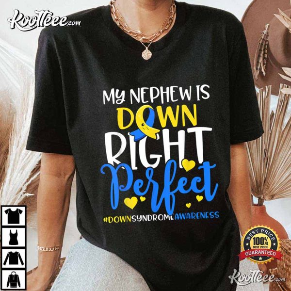 Down Syndrome Awareness My Nephew Is Down Right Perfect T-Shirt