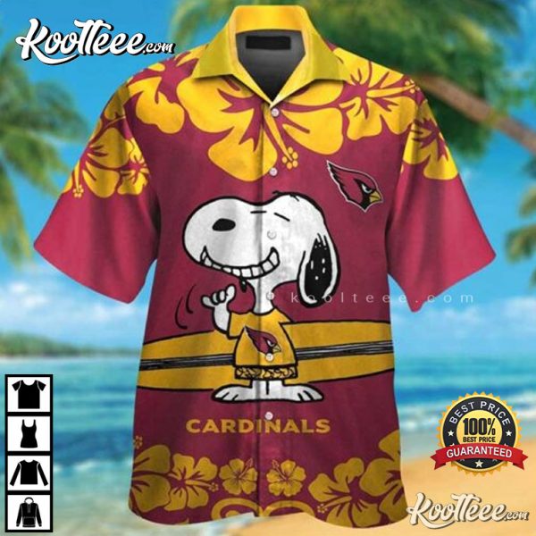 Arizona Cardinals And Snoopy Tropical Aloha Hawaiian Shirt